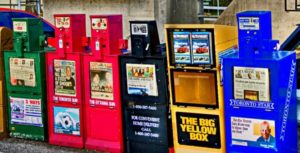 Photo of newspaper boxes outside