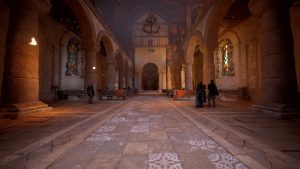 Inside the main hall of Winchester Cathedral. Deep Space using One-Point Perspective (Block, 16-18)