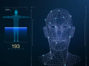 Graphic depicting facial recognition technology