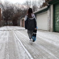 05: Girl walking away with skateboard. Ambiguous Space & One-Point Perspective (Block, 16-18).
