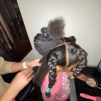 09: My mom completing Isabella’s final two sections of braids. Deep Space using Depth Cue (Block, 14-15)
