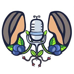 mbwaach'idiwag Podcast Graphic of two people at one microphone