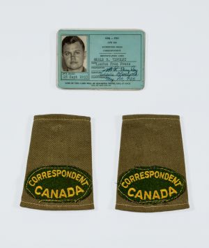 Museum London's 80ML Exhibition Merle Tingley’s Korean War Press Card and Epaulettes
