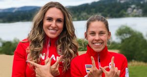 MHIS alumna rowing at Tokyo Olympics Jen Martins and Jill Moffatt in their Team Canada jackets