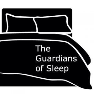 The Guardians of Sleep podcast The Guardians of Sleep Podcast logo, a black and white graphic of a bed
