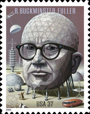 From Remote Stars at Museum London Stamp of Buckminster Fuller's head