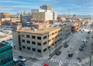 Western's new downtown site Aerial image of 450 Talbot St Building in London